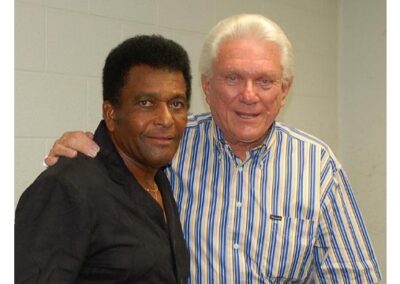 Charley Pride enjoyed an impromptu surprize visit with an old friend when Canadian country music icon Tommy Hunter dropped by to say hello just prior to Charley's show in Kitchener Ontario.