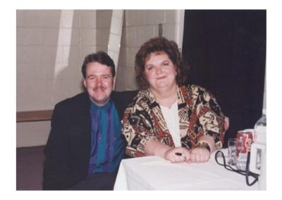 Company President Brian Edwards poses with Rita MacNeil on one of their very first concert tours.