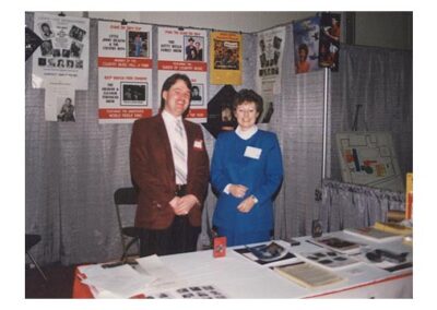 Brian Edwards and Janet Williams meet Fair talent buyers during the Trade Show at the Convention of the International Association of Fairs and Exhibitions in Las Vegas During the 1980's.